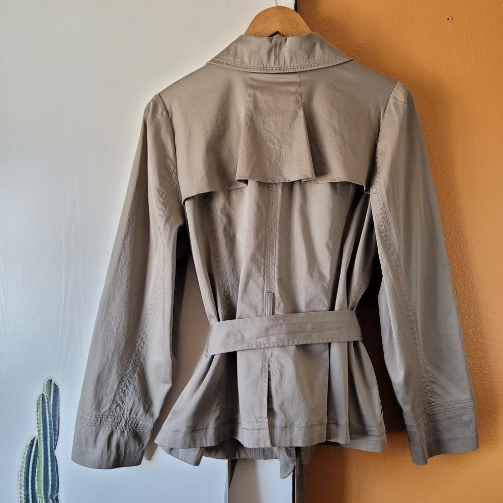 Elle Beige Ruffle Front Cape Jacket - Picture 2 of 14